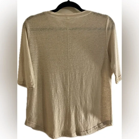 🔥 GAP | Gold Shimmer Linen-Blend Henley Tee Sz XS NWT - Picture 5 of 9